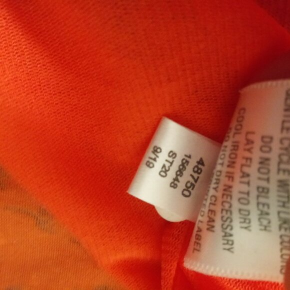 New Garnet Hill Midi Dress Orange Floral Knit Tassel Neck 3/4 Raglan XL Women - Picture 9 of 11